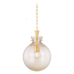 Mitzi By Hudson Valley Benita Aged Brass Pendant Light with Globe Shade