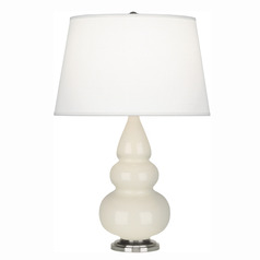 Robert Abbey Lighting Small Triple Gourd Bone / Antique Silver Table Lamp with Empire Shade