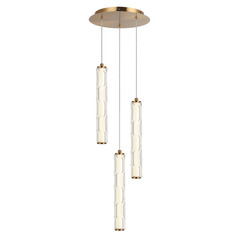 Matteo Lighting Ripley Aged Gold Brass LED Multi-Light Pendant with Cylindrical Shade