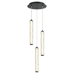 Matteo Lighting Ripley Matte Black LED Multi-Light Pendant with Cylindrical Shade