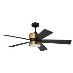 Craftmade Lighting Theiry Flat Black/satin Brass LED Ceiling Fan with Light