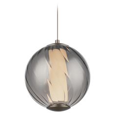 Modern Forms Swirly Brushed Nickel LED Mini-Pendant Light with Globe Shade