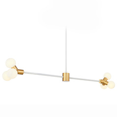Kalco Lighting Tres White and New Brass LED Island Light with Globe Shade