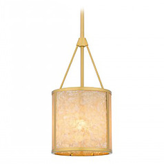 Quoizel Lighting Stoneland Brushed Gold Mini-Pendant Light with Cylindrical Shade