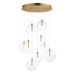 Et2 Global Natural Aged Brass LED Multi-Light Pendant with Globe Shade