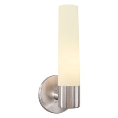 Modern Sconce with White Glass in Brushed Stainless Steel Finish