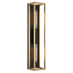 Matteo Lighting Shadowbox Black & Aged Gold Brass LED Vertical Bathroom Light