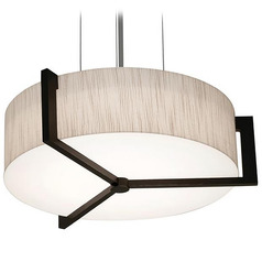 Afx Lighting Apex Satin Nickel Pendant Light with Drum Shade