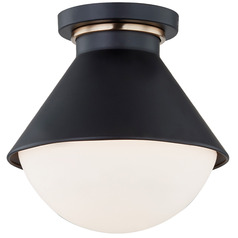 Justice Design Ravelle Small Outdoor Semi-Flush Brass Opal