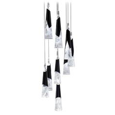 Modern Forms Kilt Black LED Multi-Light Pendant with Conical Shade