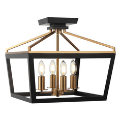 Matteo Lighting Mavonshire Black & Aged Gold Brass Flushmount Light