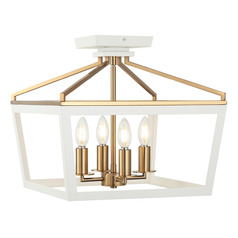 Matteo Lighting Mavonshire White & Aged Gold Brass Flushmount Light