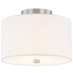 Justice Design Classic 11 Inch Drum Semi Flush Nickel White