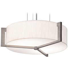 Afx Lighting Apex Satin Nickel LED Pendant Light with Drum Shade