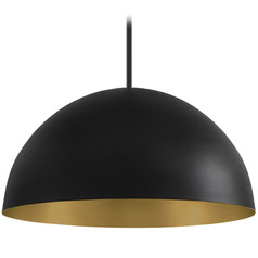 Justice Design Elias 14 Inch 1-Light Dome Pendant Black Gold