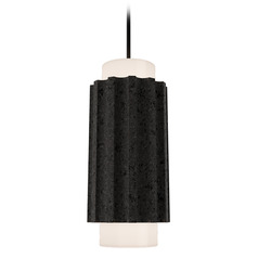 Modern Forms Caviar Bassalt Stone & Black LED Mini-Pendant Light with Cylindrical Shade