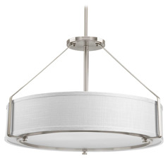 Progress Lighting Ratio Brushed Nickel Pendant Light with Drum Shade