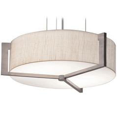 Afx Lighting Apex Satin Nickel LED Pendant Light with Drum Shade