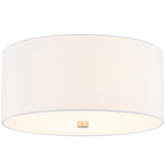 Justice Design Classic 14 Inch Drum Flush Mount Nickel White