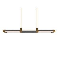 Modern Forms Catania Bassalt Stone & Aged Brass LED Island Light with Cylindrical Shade