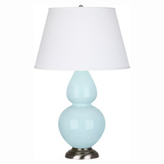 Robert Abbey Lighting Double Gourd Baby Blue / Antique Silver Table Lamp with Empire Shade