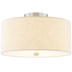 Justice Design Classic 14 Inch Drum Semi Flush Nickel Cream