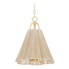 Troy Lighting Sonoma Vintage Gold Leaf LED Pendant Light with Scalloped Shade