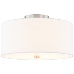 Justice Design Classic 14 Inch Drum Semi Flush Nickel White