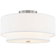 Justice Design Classic 15 Inch Tiered Drum Semi Flush White
