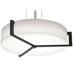 Afx Lighting Apex Satin Nickel LED Pendant Light with Drum Shade