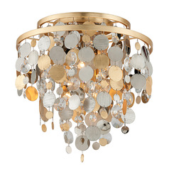 Corbett Lighting Ambrosia Silver & Gold Leaf & Stainless Flushmount Light