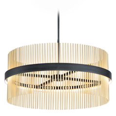 Et2 Chimes 5cct Black & Satin Brass LED Pendant Light with Drum Shade