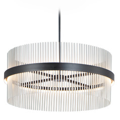 Et2 Chimes 5cct Black & Satin Nickel LED Pendant Light with Drum Shade