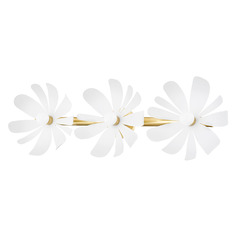 Mitzi Willa Aged Brass White 3-Light Vanity Bar