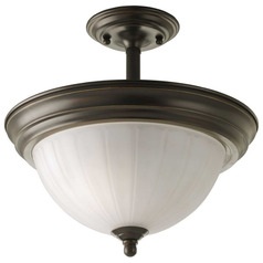 Progress Lighting Melon Glass Antique Bronze Semi-Flushmount Light