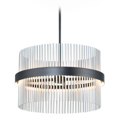 Et2 Chimes Wiz Black & Satin Nickel LED Pendant Light with Drum Shade
