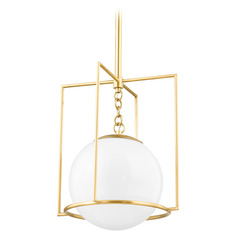 Mitzi Tessa Small Aged Brass Double Glass Pendant
