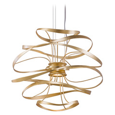 Corbett Lighting Calligraphy Gold Leaf & Polished Stainless LED Pendant Light