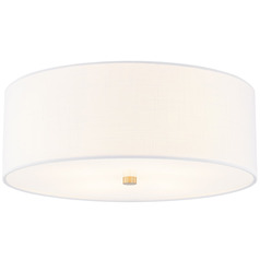 Justice Design Classic 18 Inch Drum Flush Mount Brass White