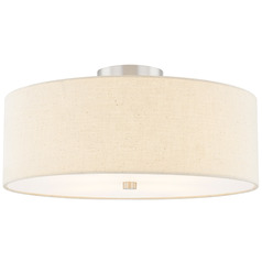 Justice Design Classic 18 Inch Drum Semi Flush Nickel Cream