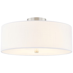 Justice Design Classic 18 Inch Drum Semi Flush Nickel White