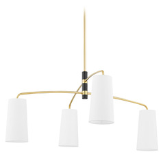 Mitzi Hudson Brass and Black 4-Light Chandelier