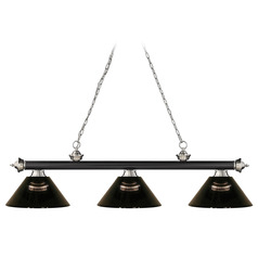 Z-Lite Cordon Matte Black and Brushed Nickel Billiard Light with Conical Shade