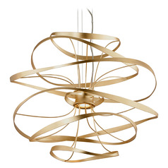 Corbett Lighting Calligraphy Gold Leaf & Polished Stainless LED Pendant Light