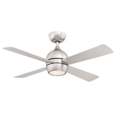 Fanimation Fans Kwad 44 Brushed Nickel LED Ceiling Fan with Light