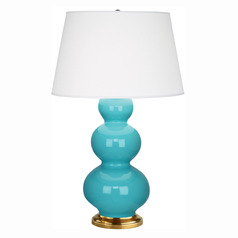 Robert Abbey Lighting Triple Gourd Egg Blue / Antique Natural Brass Table Lamp with Empire Shade