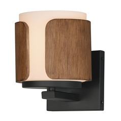 Maxim Lighting Draughtsman Rich Walnut & Matte Black Sconce