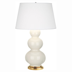 Robert Abbey Lighting Triple Gourd Bone / Antique Natural Brass Table Lamp with Empire Shade