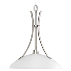 Progress Lighting Wisten Brushed Nickel Pendant Light with Bowl / Dome Shade