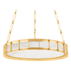 Corbett Lighting Leda Vintage Brass LED Pendant Light with Drum Shade